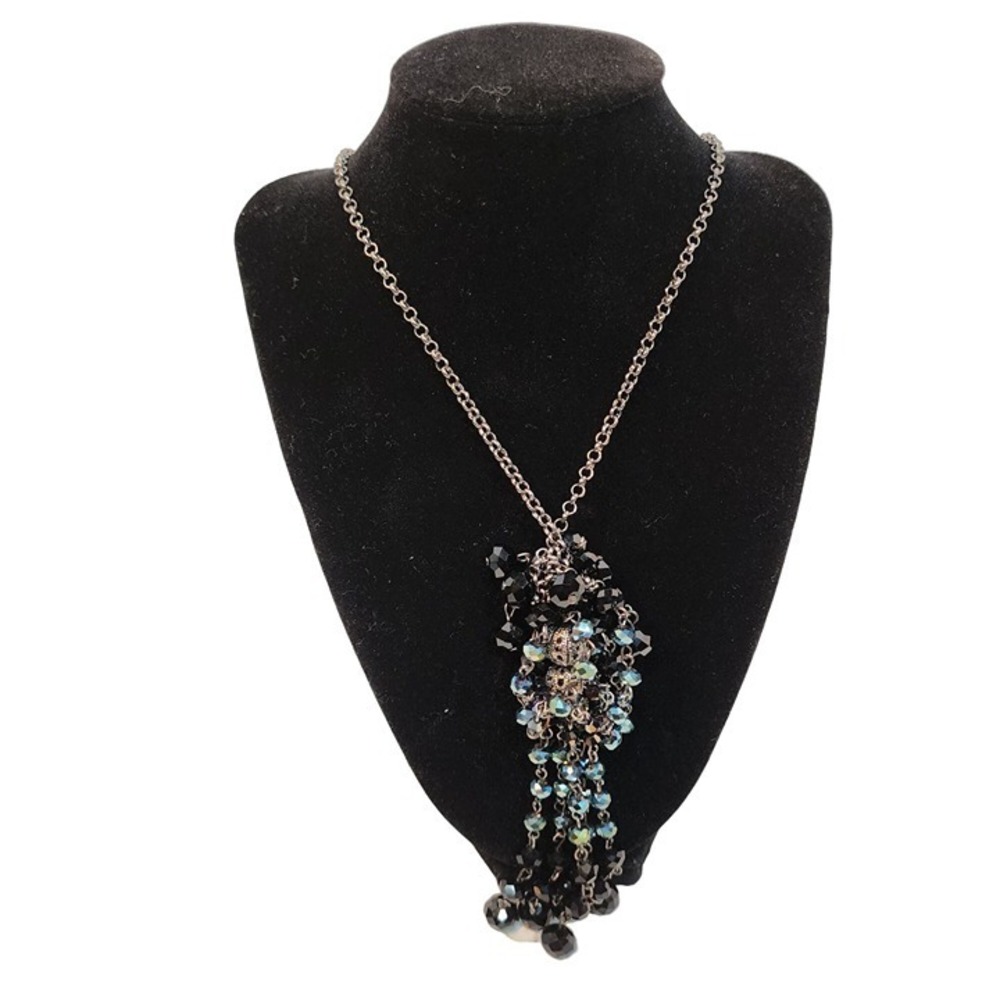 Charming Charlie Black Long Beaded Chain‎ Necklace NWT